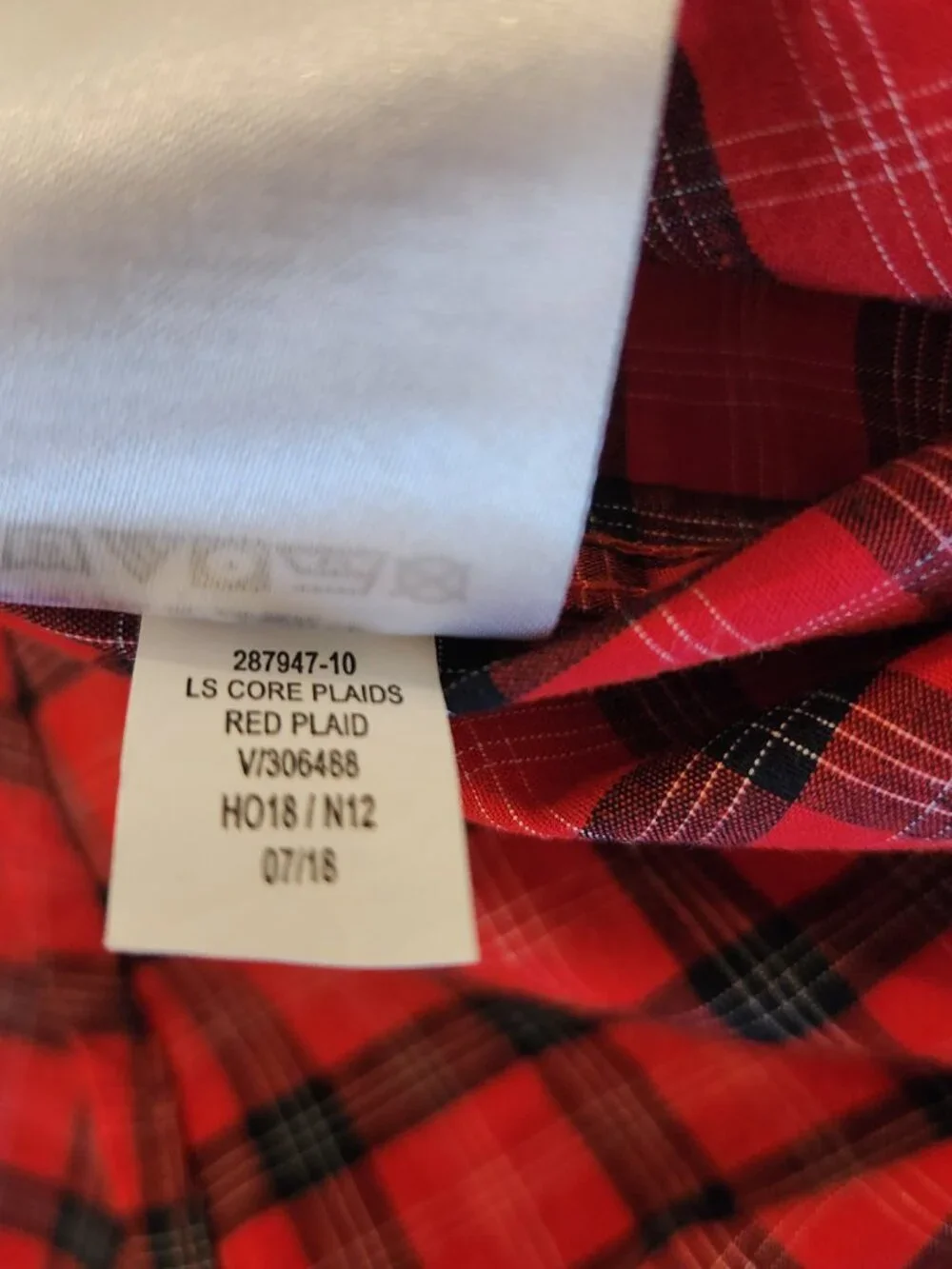 Old Navy Built in Flex Red and Black Plaid Shirt XL 14-16